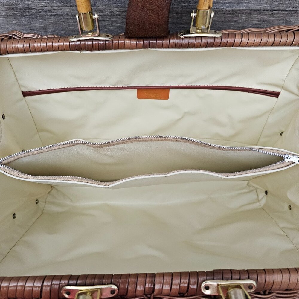 DORETTE Vintage Handbag Rattan Woven Wicker Natural Leather Bamboo Basket Bag - Picture 5 of 16
